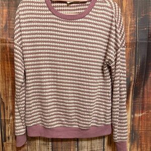 everleigh Mauve and Cream Crewneck Knit Sweater